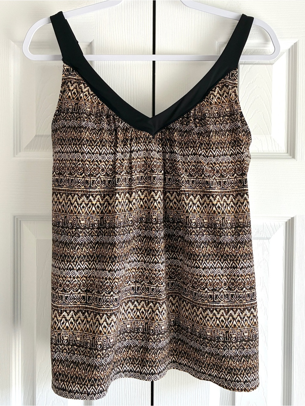 Coco Reef 34D Tankini Top M Brown Tribal Print Underwire Swimwear Resort Wear